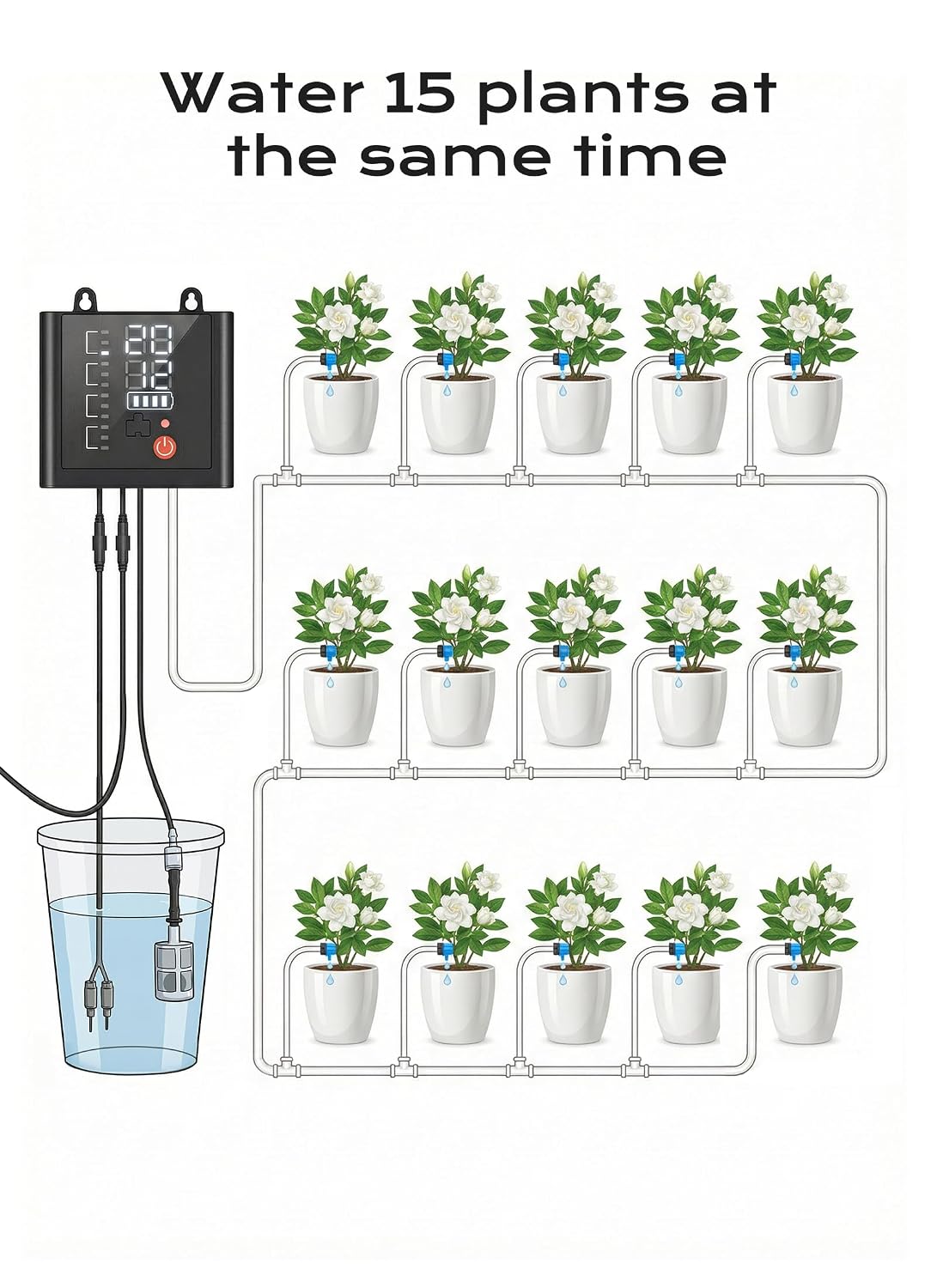 Brightown Solar Drip Irrigation Kit for 15 Pots - Image 7