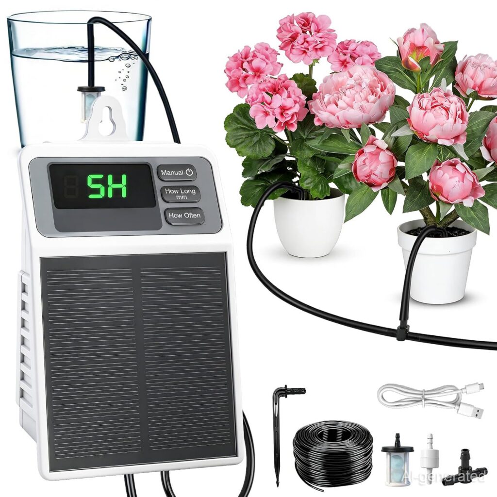 HEYRSUN Solar Drip Irrigation Kit for Potted Plants
